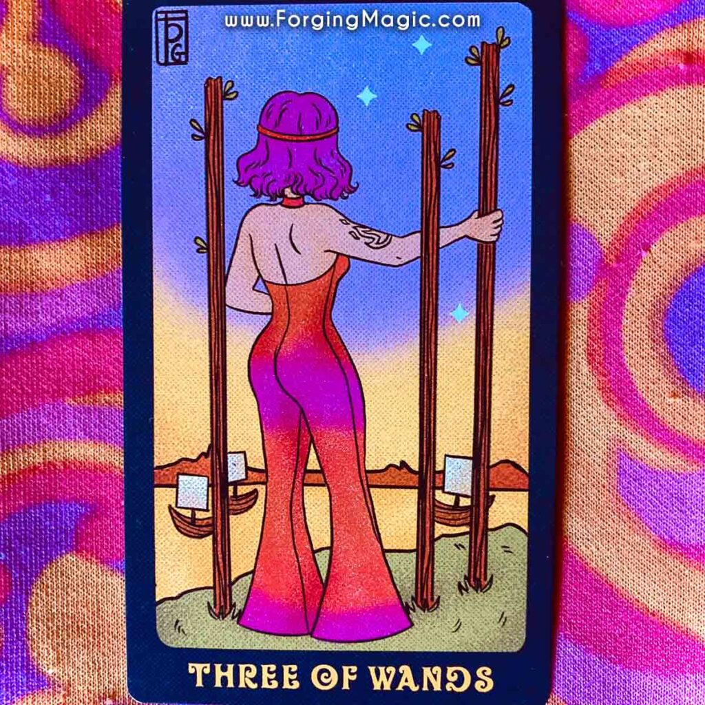 Pulp Girls Tarot 3 of Wands Card