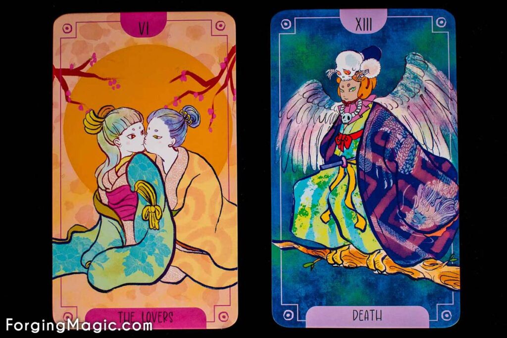 Lovers and Death Cards from Floating World Tarot